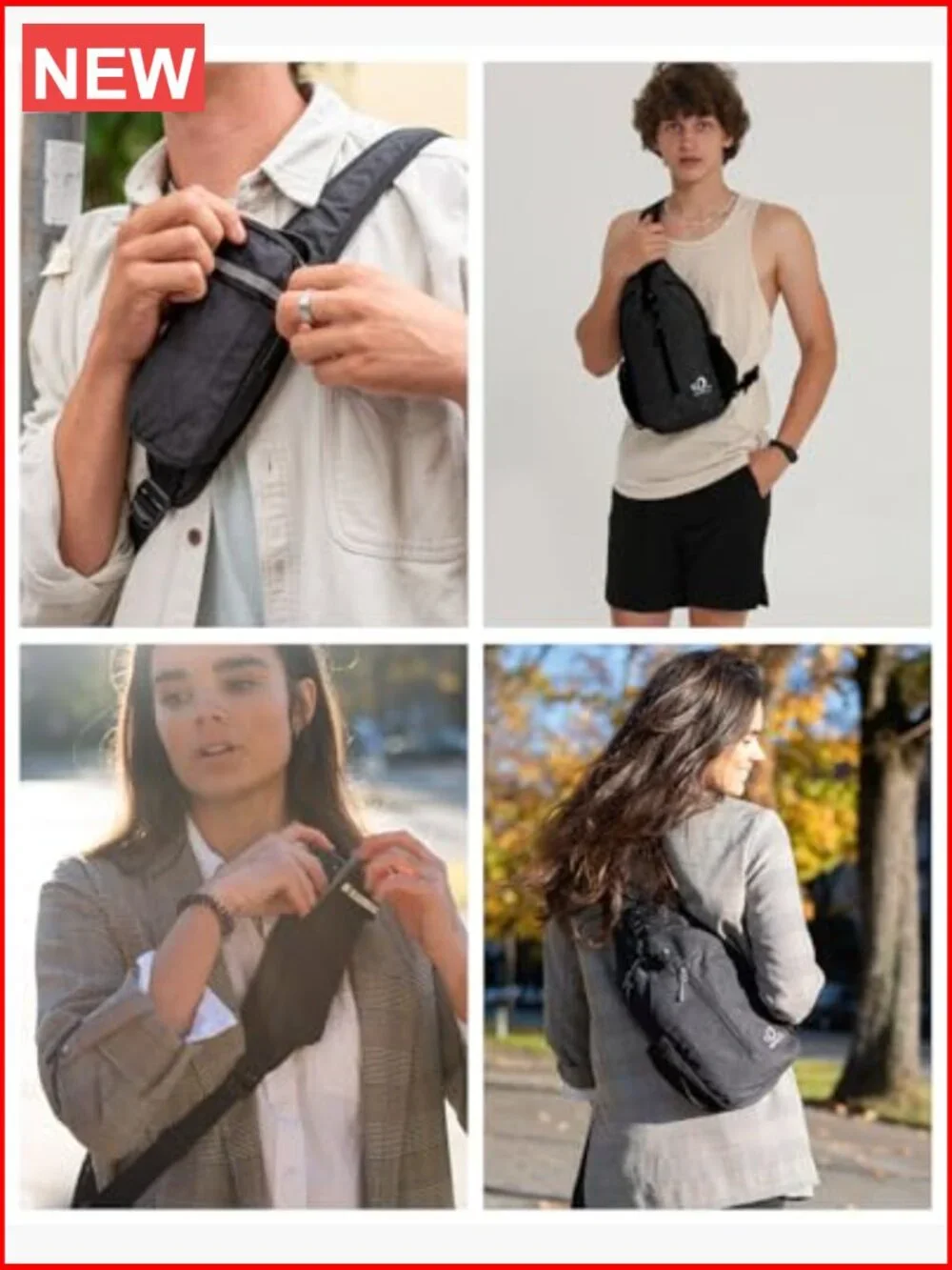 Crossbody Sling Backpack Travel Hiking Daypack with Adjustable Strap Multiple